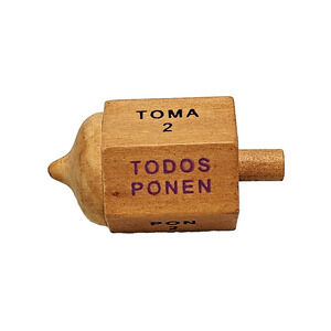 Vintage Wood Toma Todo Pirinola Traditional Mexican Put & Take Game Toy Top